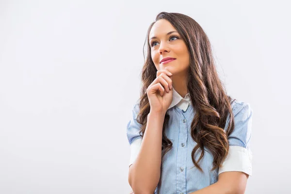 Hermosa Mujer Negocios Pensando Mirando Hacia Otro Lado — Foto de Stock