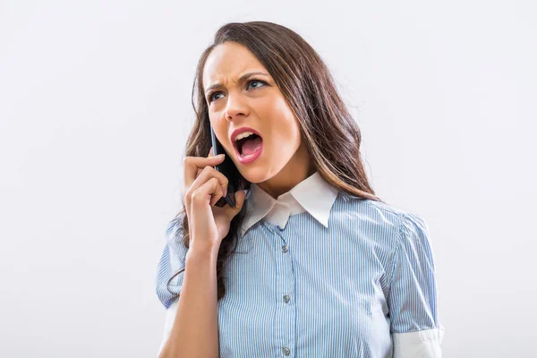 Foto Van Boos Zakenvrouw Telefoon Schreeuwen — Stockfoto