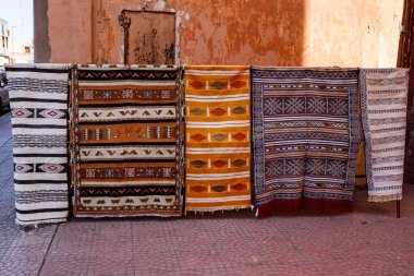 Image of traditional carpets and rugs in Morocco. clipart