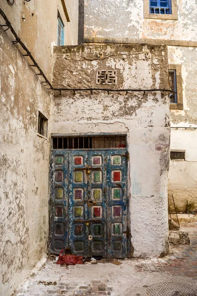 Puerta Ventanas Antiguas Parte Casa Marruecos —  Fotos de Stock