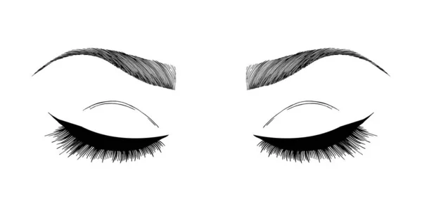 Ilustración Con Ojos Cejas Pestañas Mujer Maquillaje Look Diseño Tatuaje — Vector de stock