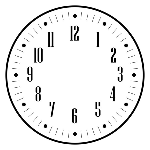 Clock face for house, alarm, table, kitchen, wall, wristwatches or special models for kids. Dial for pocket, stop watches or timer. For mark opening, visiting, office, business or working hours.