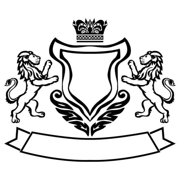 带有狮子纹章的图解 纹身设计元素 Heraldry Logo Concept Art — 图库矢量图片