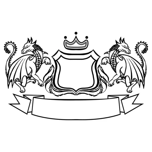 Illustratie Met Wapen Met Draken Tattoo Design Element Heraldiek Logo — Stockvector