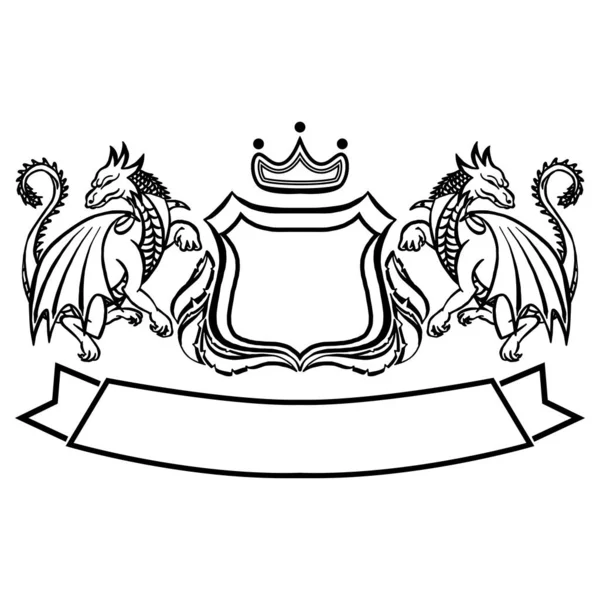 Ejderhalı Armalı Resim Dövme Tasarım Elementi Heraldry Logo Konsepti Sanatı — Stok Vektör