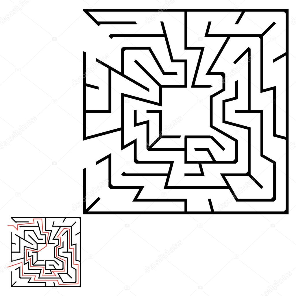 Illustration with labyrinth, maze conundrum for kids. Baby puzzle with entry and exit. Children riddle game.