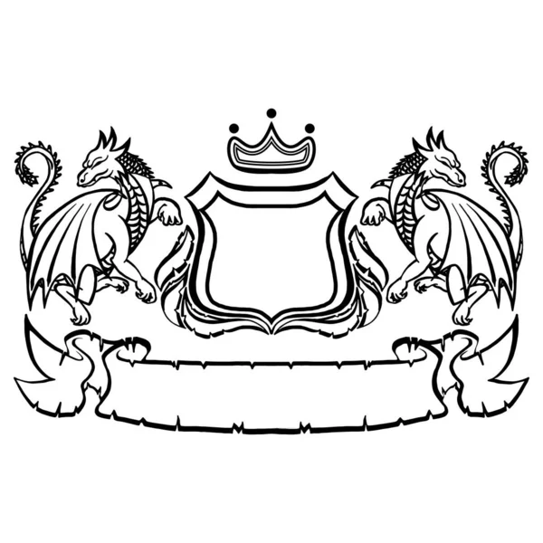 Illustration Med Vapensköld Med Drakar Tatuering Designelement Heraldik Och Logotyp — Stock vektor