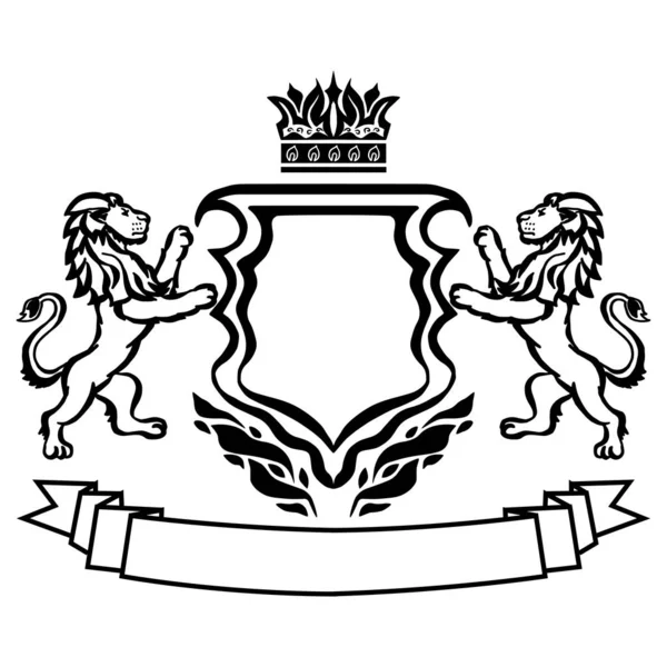 Illusztráció Címerrel Oroszlánokkal Tetoválás Design Elem Heraldika Logó Koncept Művészet — Stock Vector