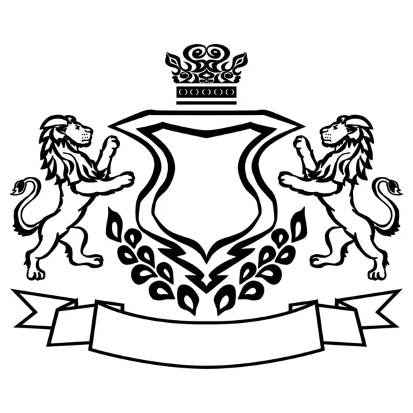Aslanlı Armalı Resim Dövme Tasarım Elementi Heraldry Logo Konsepti Sanatı — Stok Vektör