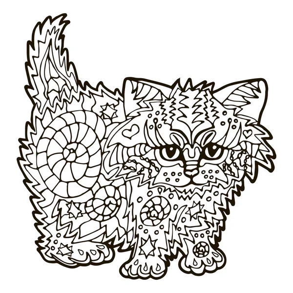 Illustration Hand Drawn Cat Doodles Drawing Coloring Book Hand Drawn — 스톡 벡터