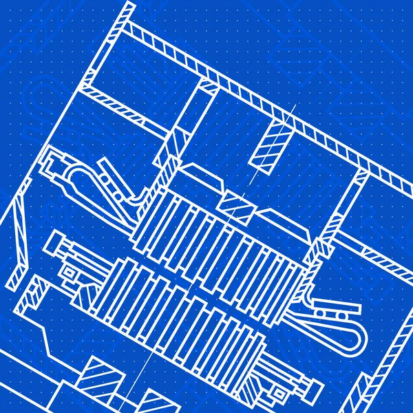 Fondo Abstracto Con Plano Técnico Mecánica Ilustración Ingeniería — Vector de stock