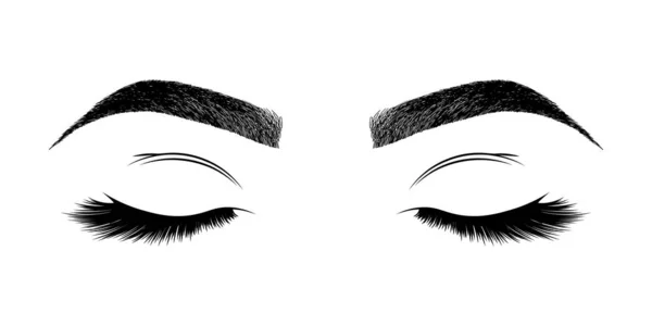 Illustration Woman Eyes Eyebrows Eyelashes Makeup Look Tattoo Design — ストックベクタ