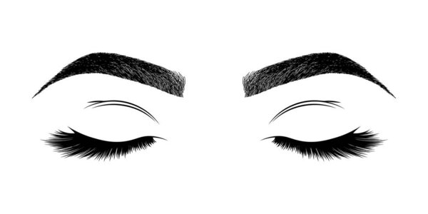 Иллюстрация с женскими глазами, бровями и ресницами. Макияж. Татуировка
.