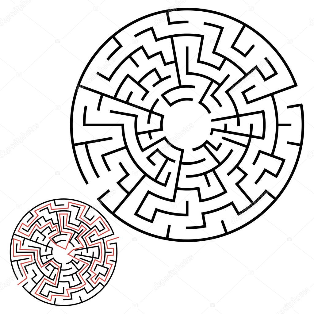 Illustration with labyrinth, maze conundrum for kids. Baby puzzle with entry and exit. Children puzzle game.