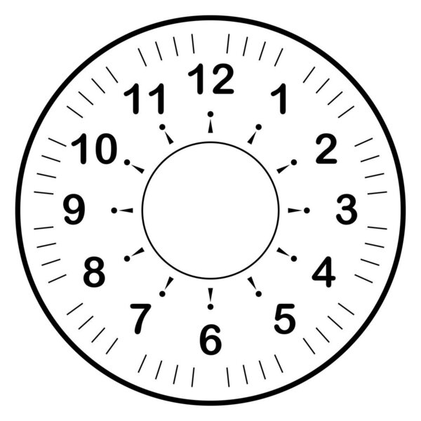 Clock face for house, alarm, table, kitchen, wall, wristwatches or special models for kids. Dial for pocket, stop watches, timer or grandfather clock. Logo for the repair shop.