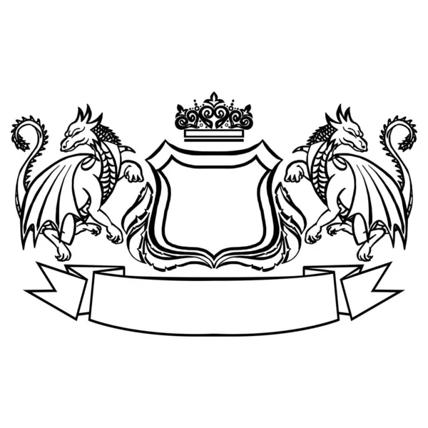 Illustration Med Vapensköld Med Drakar Tatuering Designelement Heraldik Och Logotyp — Stock vektor