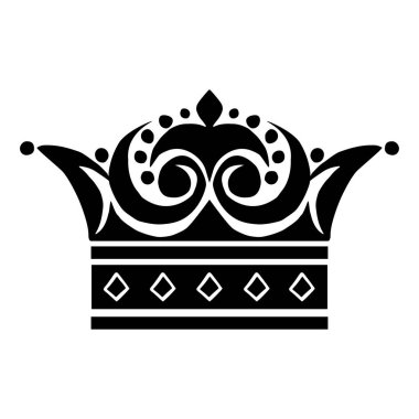 Taç şeklinde bir resim. Dövme tasarım elemanı. Heraldry ve logo konsepti sanatı.