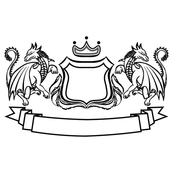 Illustration Coat Arms Dragons Tattoo Design Element Heraldry Logo Concept — ストックベクタ