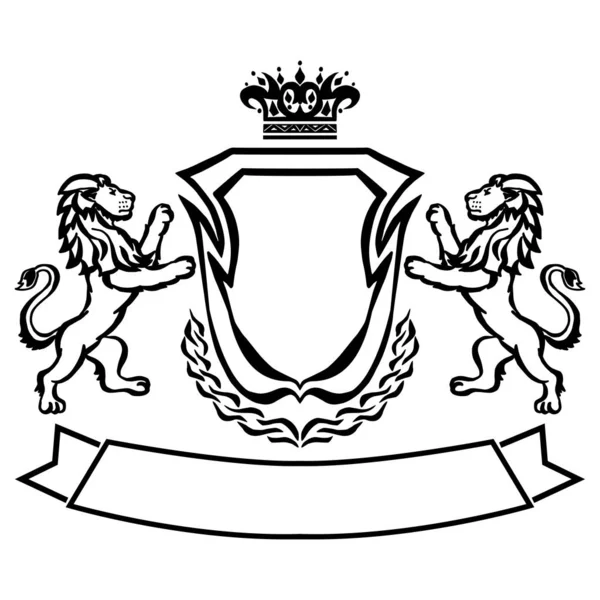Illustration Coat Arms Lions Tattoo Design Element Heraldry Logo Concept — ストックベクタ