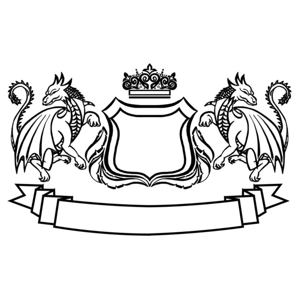 Illustratie Met Wapen Met Draken Tattoo Design Element Heraldiek Logo — Stockvector