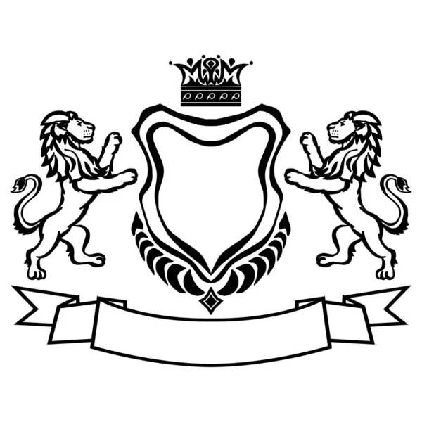 Illustratie Met Wapen Met Leeuwen Tattoo Design Element Heraldiek Logo — Stockvector