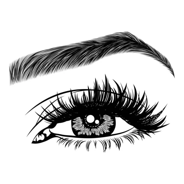 Illustration Mit Frauenauge Wimpern Und Augenbrauen Make Look Tätowierung Logo — Stockvektor