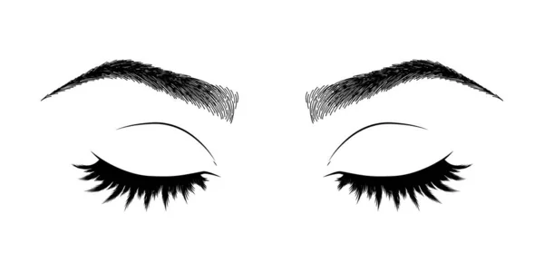 Ilustración Con Pestañas Cejas Mujer Aspecto Maquillaje Sexy Realista Diseño — Vector de stock