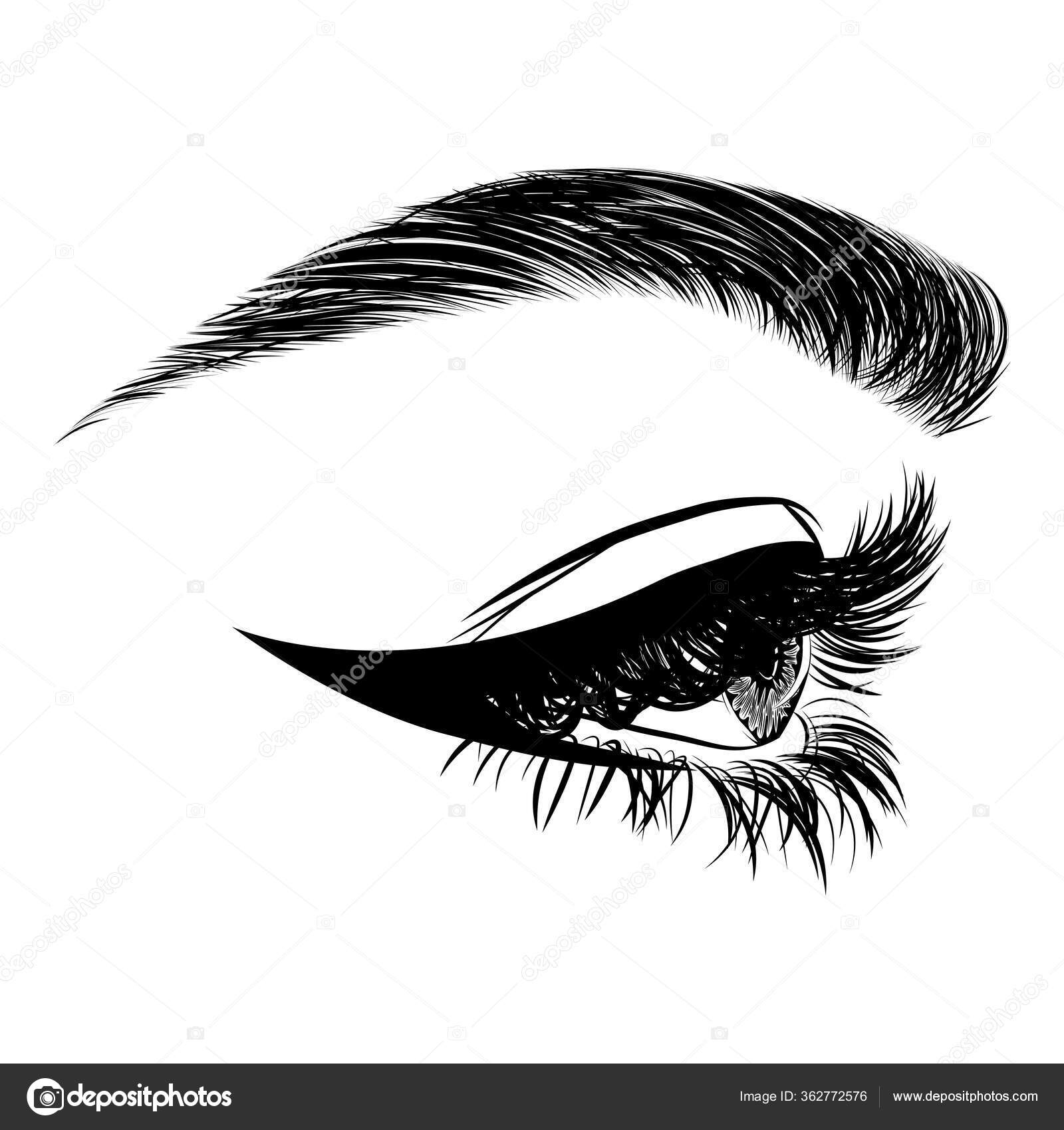 Ilustração Com Vista Lateral Olho Mulher Pestanas Sobrancelha Look  Maquiagem Vetor de ©Kapranova 362772576, image size:1600x1700