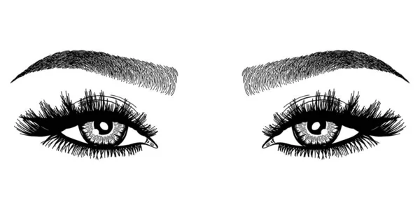 Ilustración Con Ojos Pestañas Cejas Mujer Aspecto Maquillaje Sexy Realista — Vector de stock