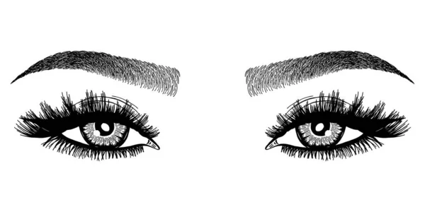 Иллюстрация Женскими Глазами Ресницами Бровями Реалистичный Сексуальный Макияж Татуировка Дизайн Векторная Графика