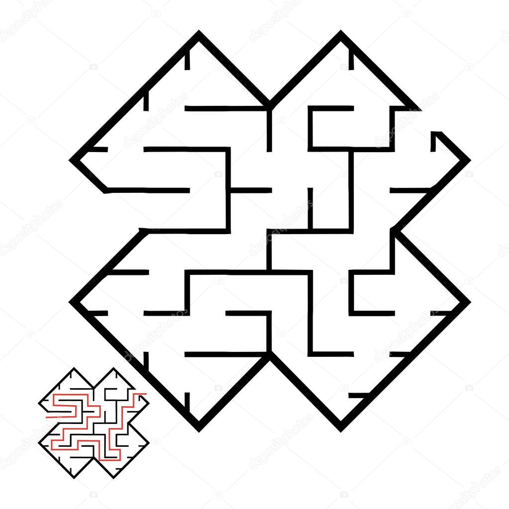 Illustration with labyrinth, maze conundrum for kids. Baby puzzle with entry and exit. Children riddle game.