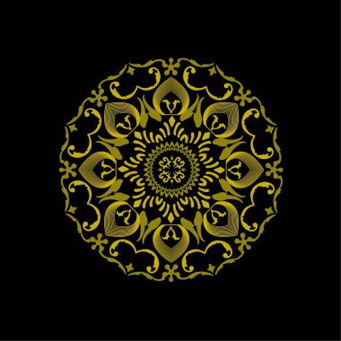 Siyah arkaplanlı mandala süsü