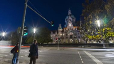 Hannover, Almanya - 17 Ekim 2017: New Town Hall, Hannover, Almanya, sabah erken