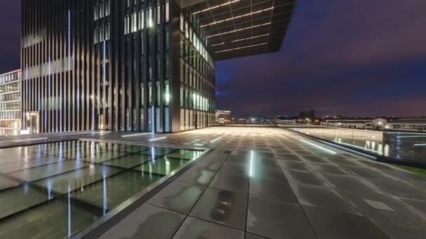 Dusseldorf ao anoitecer. 360 graus de loop de vídeo sem costura panorâmica — Vídeo de Stock