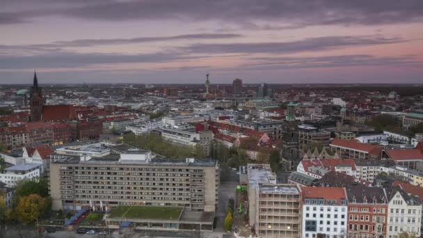 Hannover cityscape at evening. Timelapse. — Stock Video