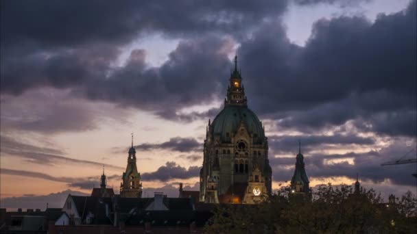 Linha do horizonte de Hannover à noite — Vídeo de Stock