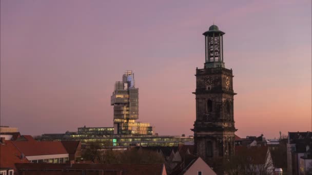 Hannover skyline på höstkväll — Stockvideo