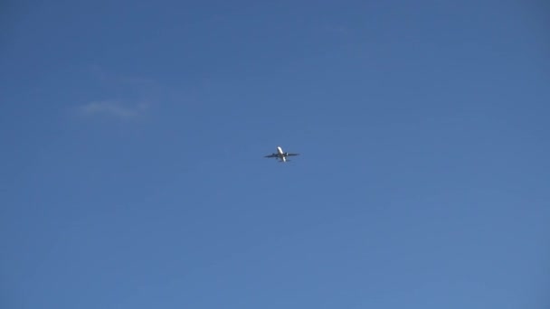 El moderno avión de pasajeros se acerca al aeropuerto para aterrizar — Vídeo de stock