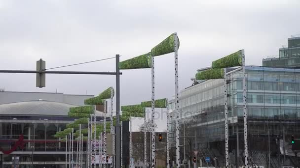 Hannover, Germania - 04 dicembre 2017: Il legno di betulla artificiale nel centro di Hannover — Video Stock