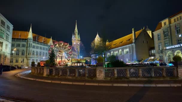 Belas iluminações de Natal em Brunswick na semana de Natal. Desfasamento temporal . — Vídeo de Stock