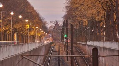 The Hanover Stadtbahn - light rail system in the city of Hanover, Lower Saxony, Germany. Time lapse.