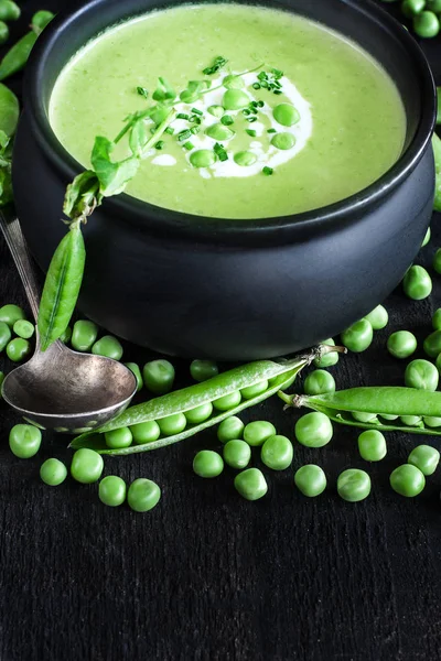 Green peas soup background — Stock Photo, Image