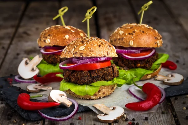 Vegan mushroom burgers — Stock Photo, Image