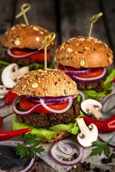 Vegan mushroom burgers — Stock Photo, Image