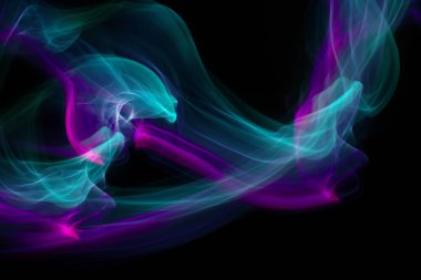 Siyah arka planda farklı bantların kaotik hareketi