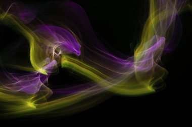 Siyah arka planda farklı bantların kaotik hareketi