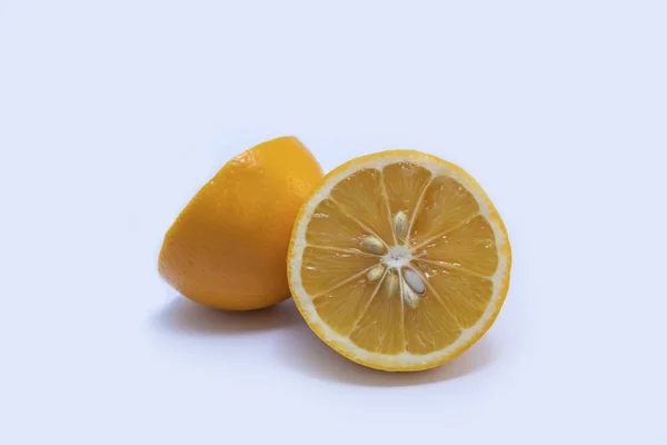 Foto Tagliata Fette Limone Sfondo Bianco — Foto Stock