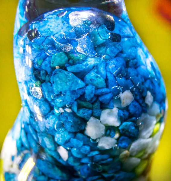 Kék Kövek Üvegben Közelről — Stock Fotó