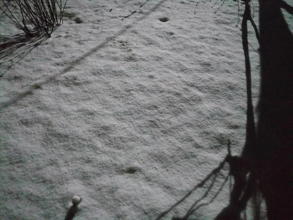 Terreno Cubierto Nieve Por Noche Temporada Invierno — Foto de Stock