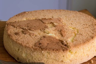 Lezzetli ev yapımı taze sünger keki yakın plan.